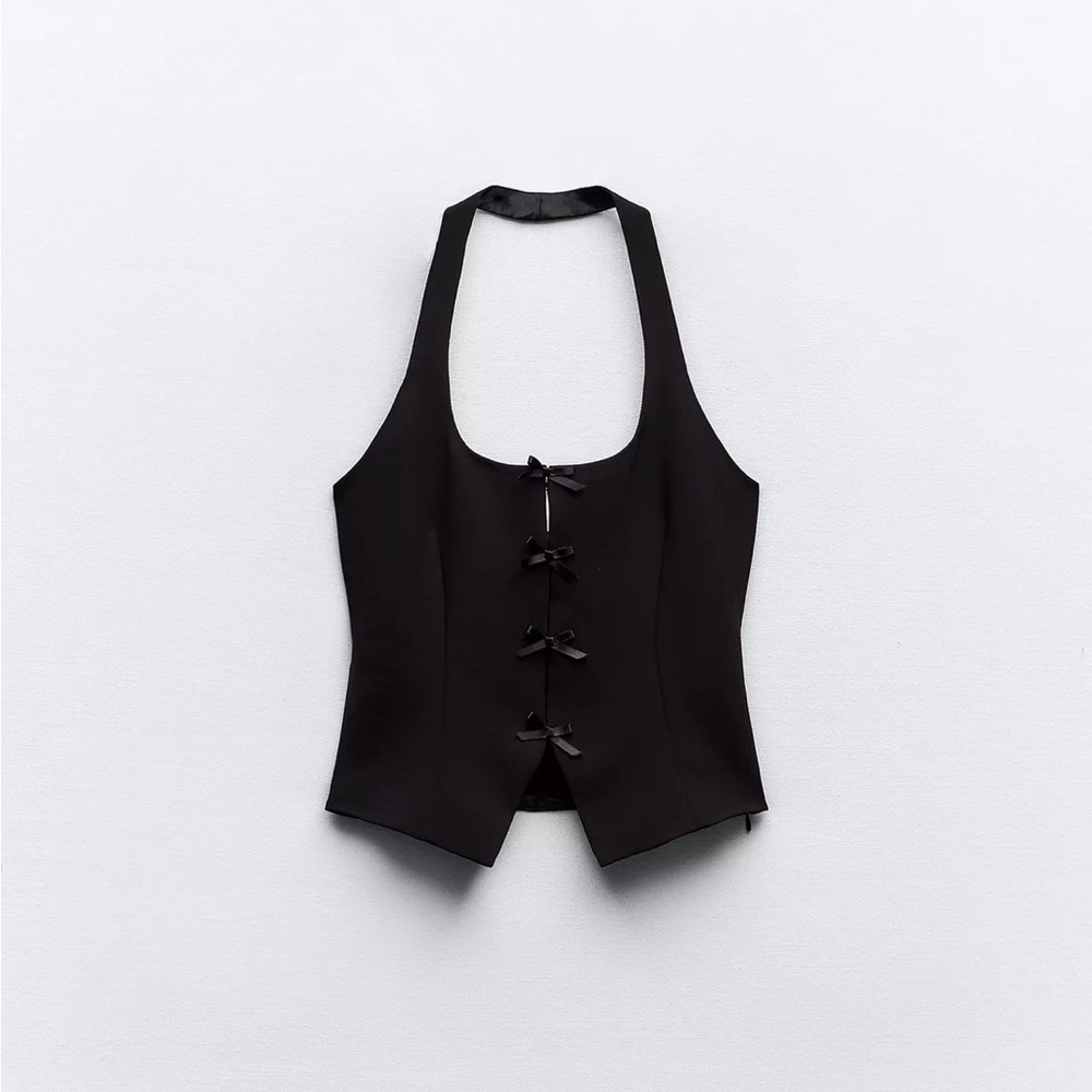 Zara Black Bow Halter Tank Top